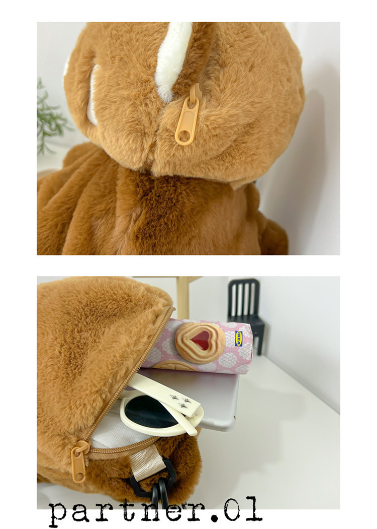 Little Panda Papa Bag Plush toy crossbody Bag 2024 New style personalized backpack for Girls, Cute and soft backpack pic 10