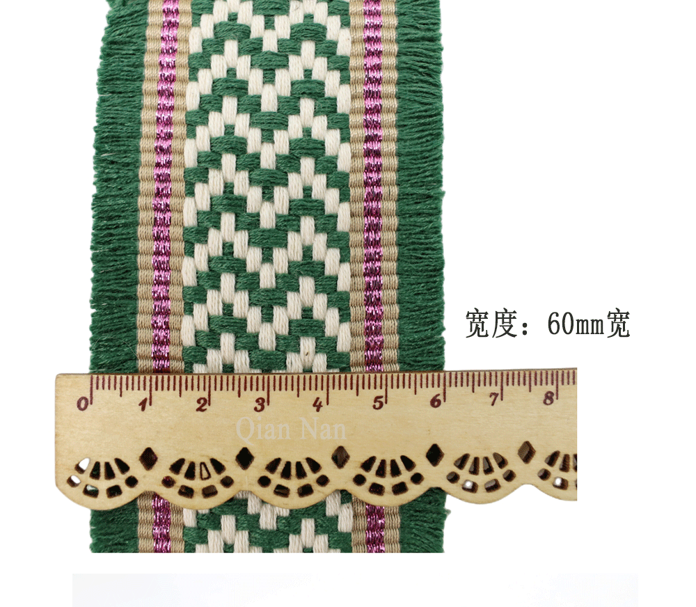 Factory direct supply of 60mm wide fringed tassel ethnic style jacquard webbing for luggage straps, clothing, shoes and hats, and decorative accessories pic 23