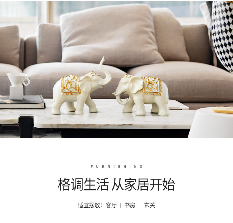 伴手礼情侣大象摆件风水象客厅玄关酒柜工艺品摆设创意家居装饰品详情2