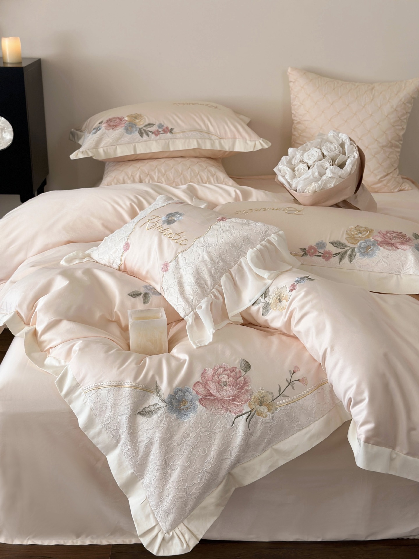 French country-style floral embroidery bedding, high-end feel, Australian cotton pure cotton long-staple cotton four-piece set pic 7