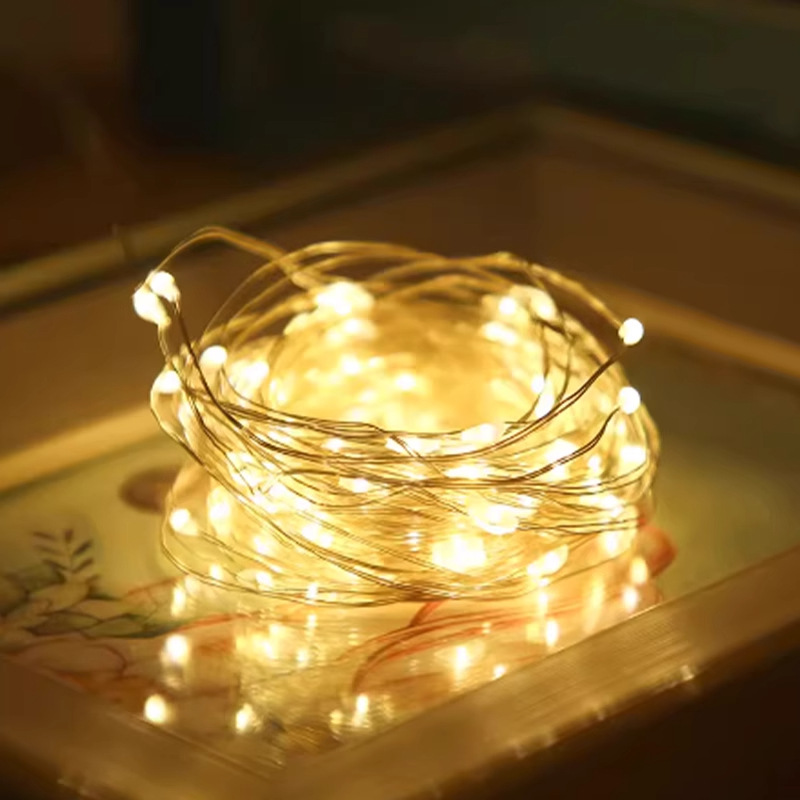 Bulk wholesale of LED button battery small white boxes, colorful flower light strings, Christmas tree decoration copper wire atmosphere string lights pic 8