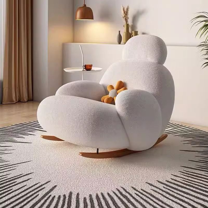 Big white lazy sofa, popular rocking chair, simple balcony single rocking chair, living room lazy chair, simple leisure chair pic 1