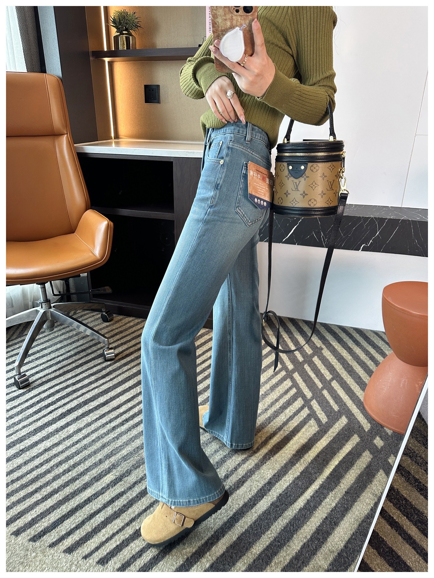 Original comic legs ~! High-waisted stretch flared jeans for women 2025 autumn new style, slimming and versatile long pants pic 9