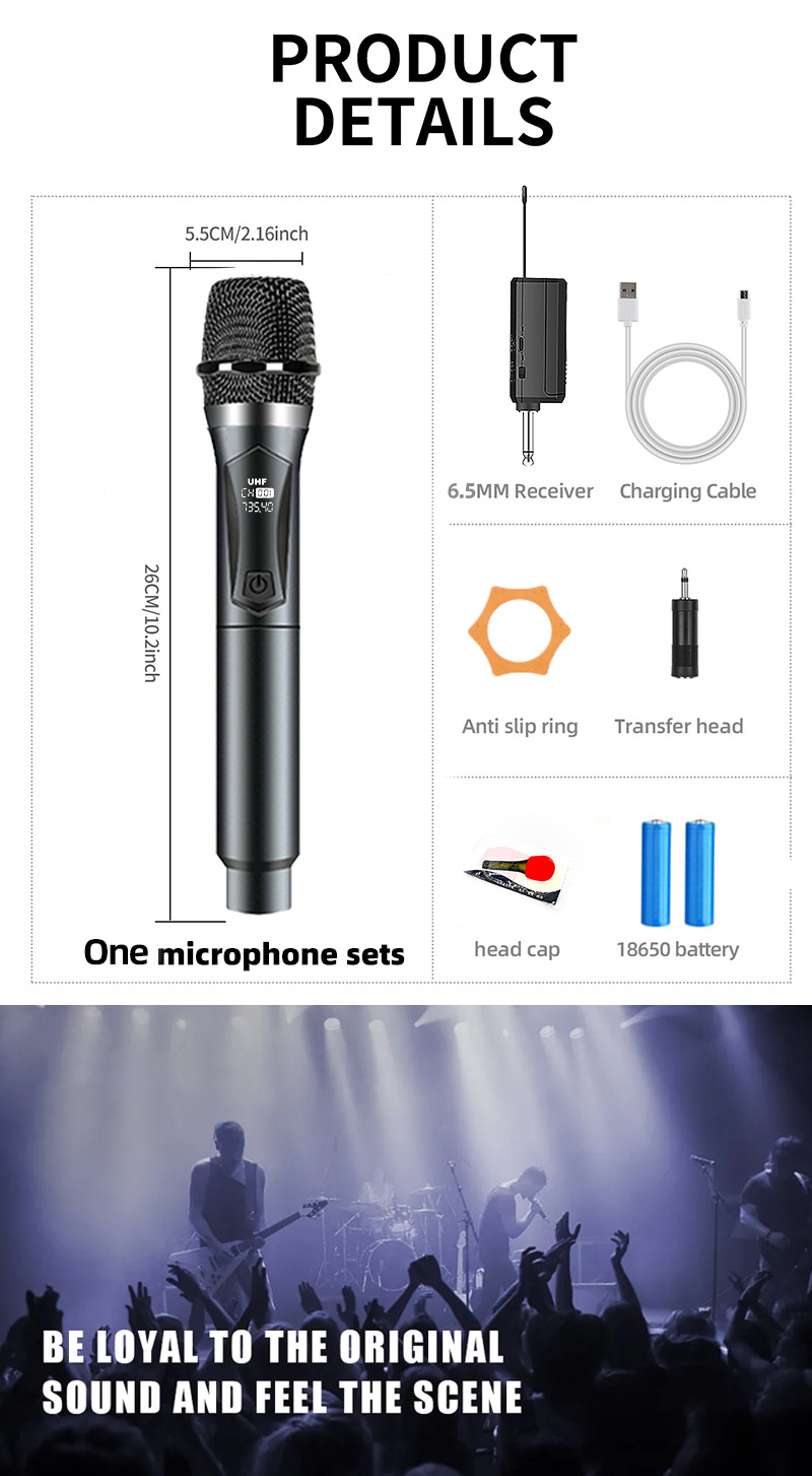跨境U段无线话筒家庭唱K歌舞台音响KTV大音量专业手持无线麦克风详情11