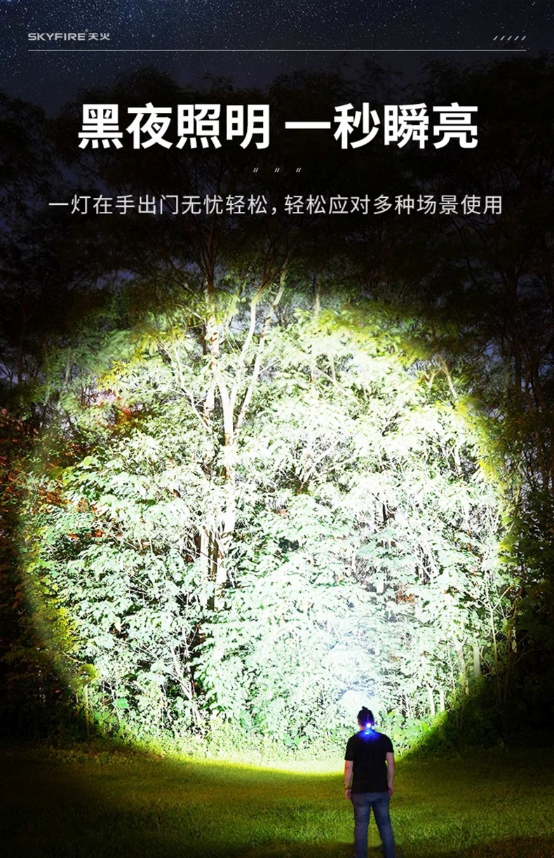 天火手电筒强光充电头戴式照明灯便携头灯2025新超亮感应户外远射详情16