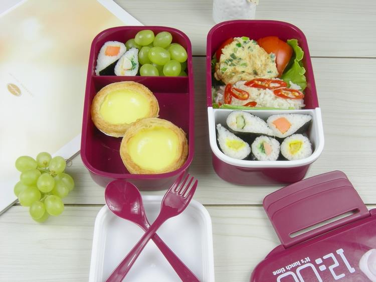 简约日式双层便当盒时尚上班族分格饭盒塑料可微波炉午餐盒水果盒详情15