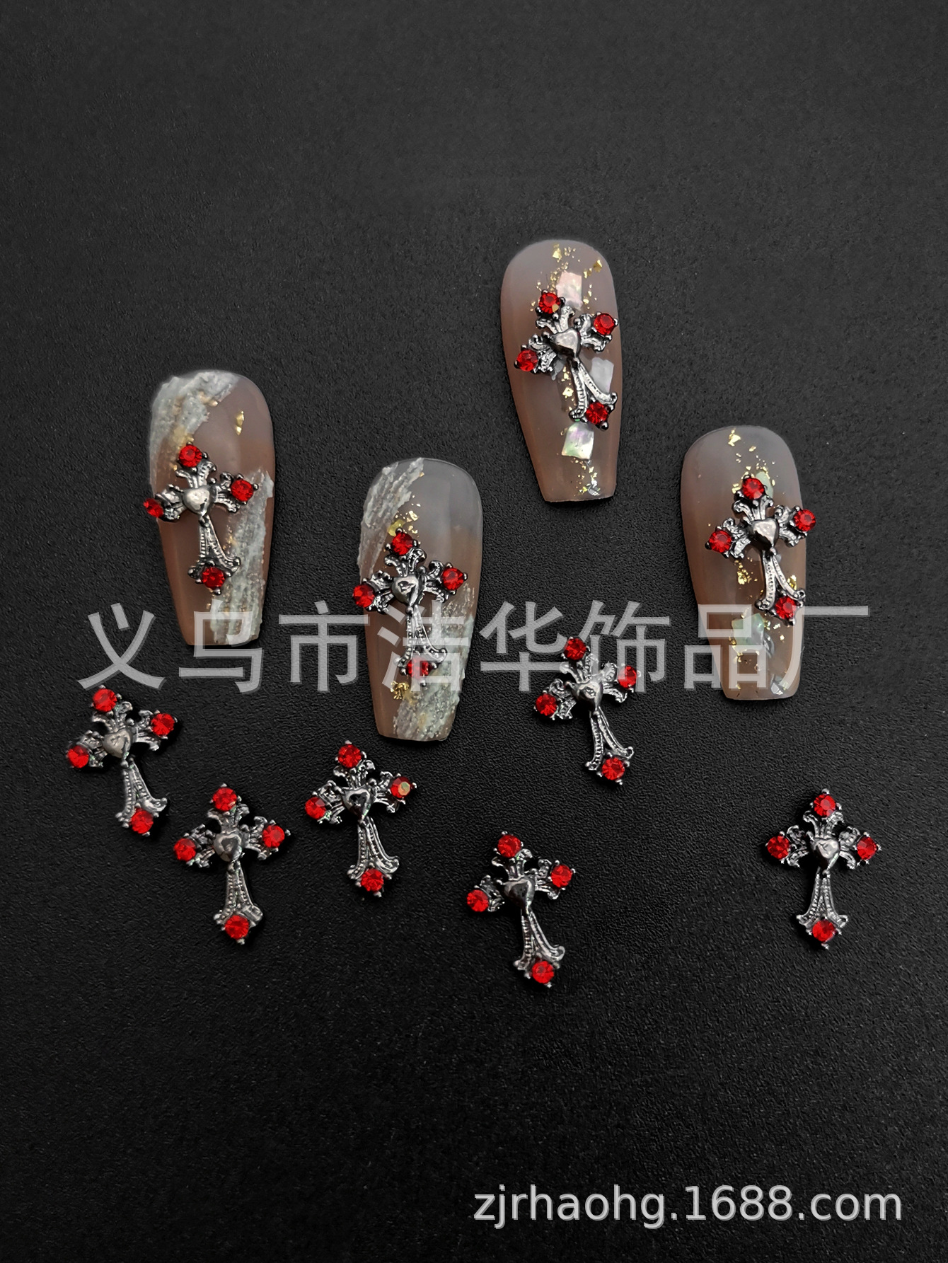 Punk-style Halloween cross alloy nail accessories, star moon heart-shaped nail accessories, nail drill wholesale pic 3