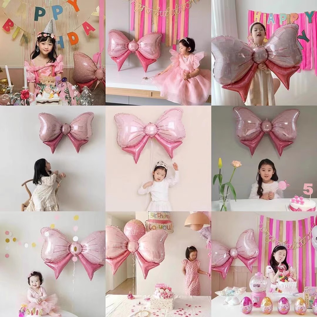 ins生日蝴蝶结气球小公主周岁百天抓周可爱装饰拍照现场布置用品详情4