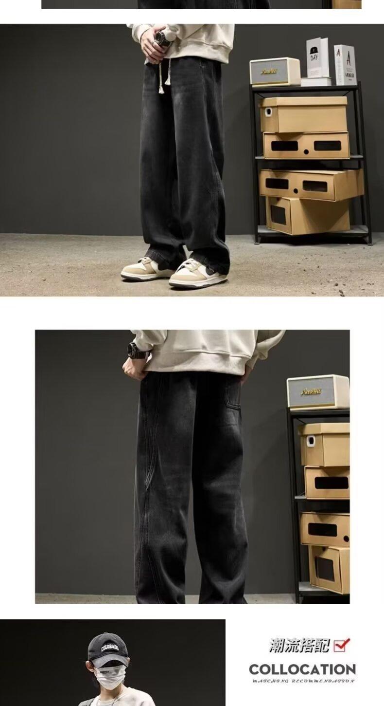 High street fashion brand straight-leg pants for spring and autumn, American vibe pants, loose casual long pants, three-bar jeans for boys pic 13