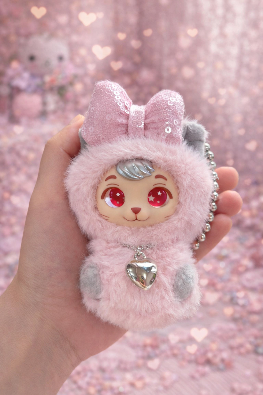 Original rubber face plush keychain pendant, plush doll figurine, birthday gift pic 7