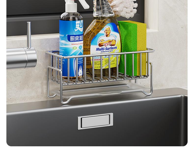 Cross-border bestsellers: Stainless steel sponge hand sanitizer draining basket, dishwashing liquid storage rack, kitchen storage rack, daily necessities pic 23