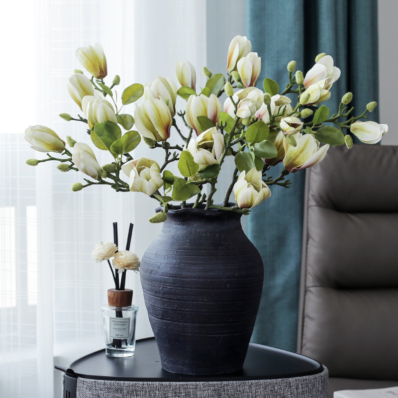 中式高仿3D胶片手感玉兰花仿真花假花装饰客厅玄关餐桌摆件塑料花详情8