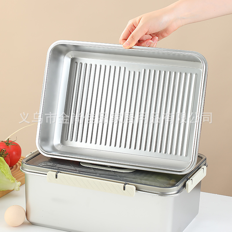 304不锈钢保鲜盒food storage 密封带盖果蔬肉类食物冷藏分装盒详情3
