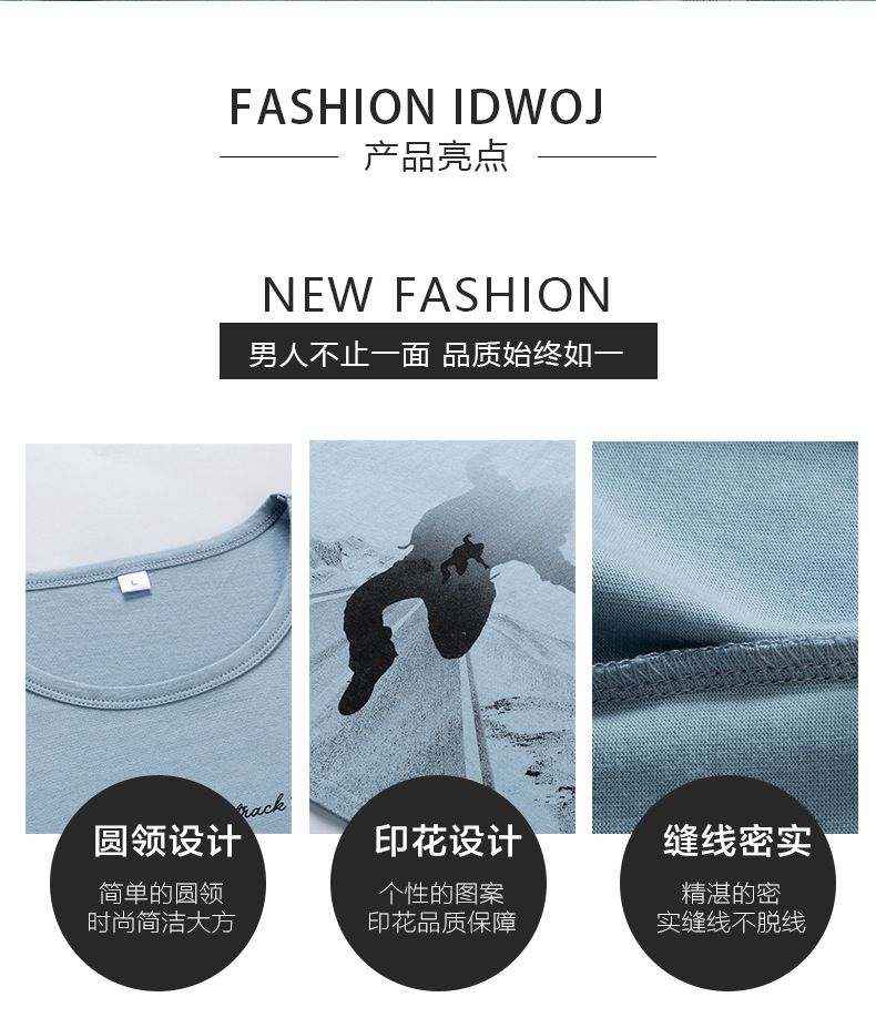 2023 Summer New short-sleeved T-shirt for men, round-neck casual half-sleeved base layer, trendy top, T-shirt, pure cotton for men pic 4