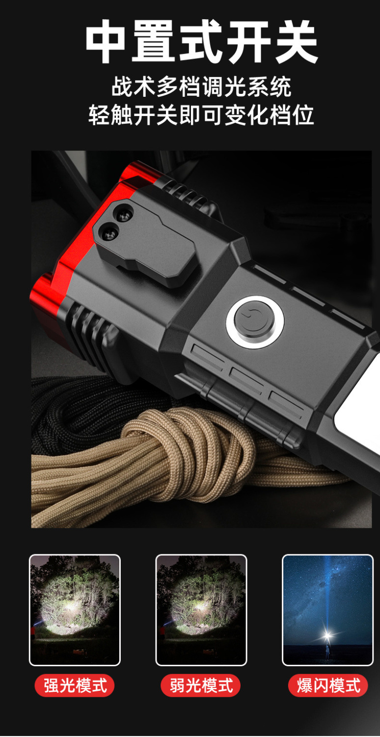 Car safety hammer, multi-functional power bank, emergency self-rescue window breaker, outdoor flashlight, work light, hand-held type pic 5