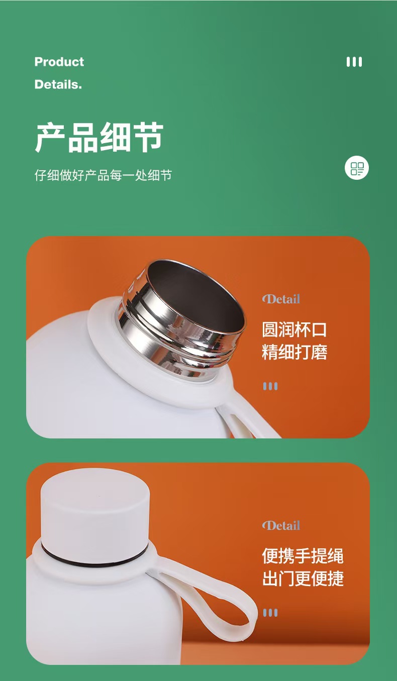 跨境外贸不锈钢小口瓶保温瓶双层真空保温杯创意时尚便捷运动壶详情4
