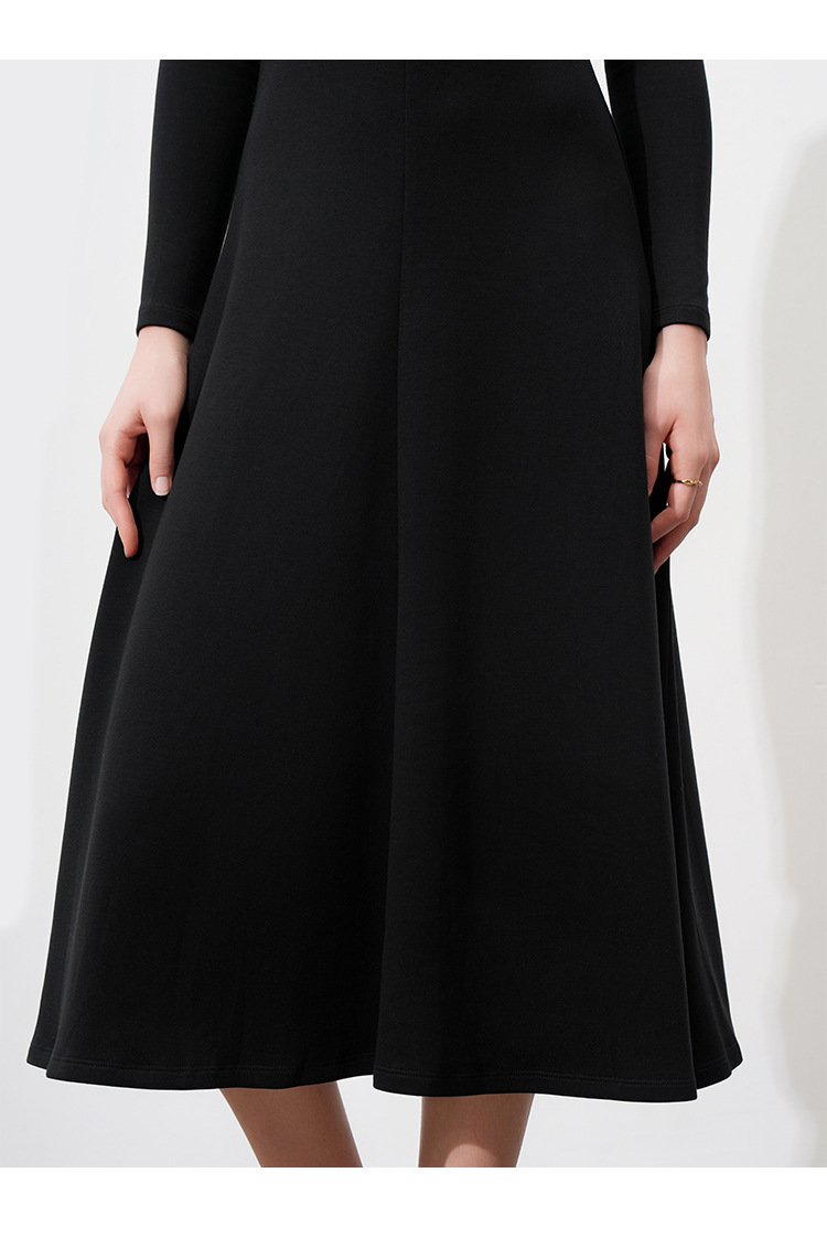 CANVAUS女装中腰长袖修身连衣裙女春秋新款V领钻石链收腰大摆中长详情12