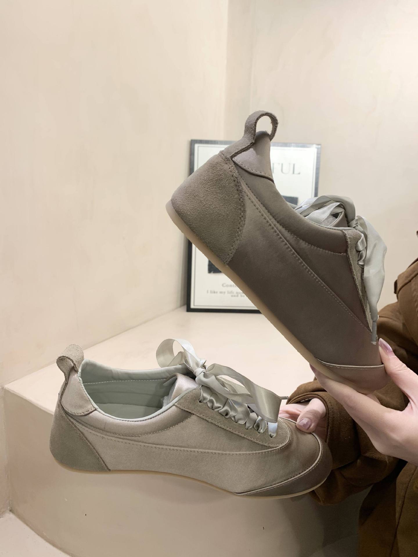Ballet Satin German Training Shoes for Women 2026 Spring and Autumn New Style, niche design flat fashion casual shoes, pink shoes pic 15