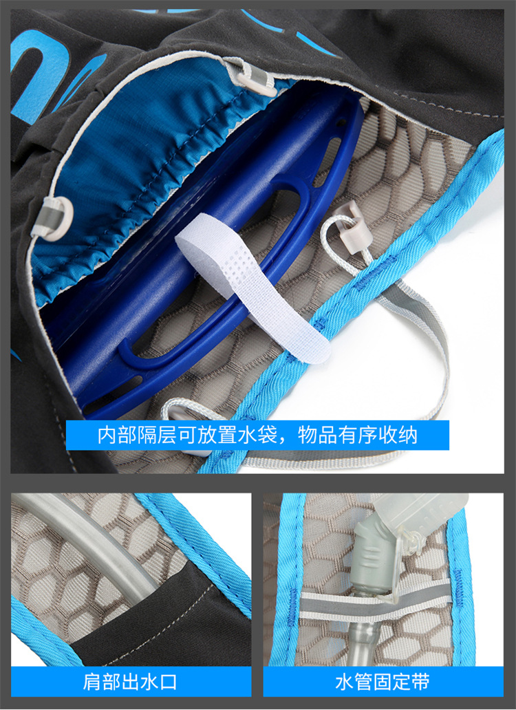 新款多功能尼龙跑步背包 安全反光运动背包水袋背包 骑行包详情7