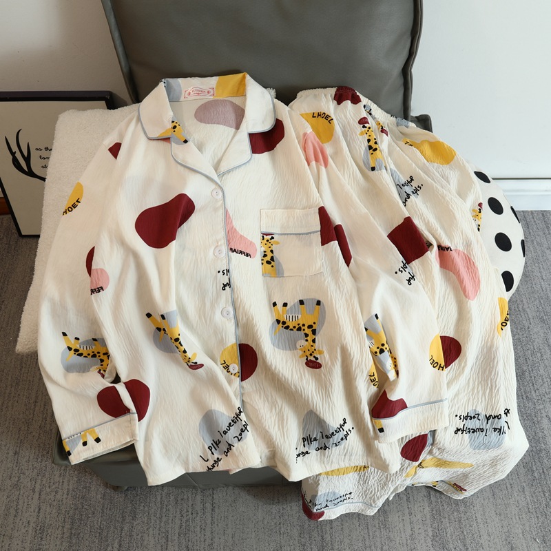 Cute cartoon mikko pajamas for girls in spring and autumn, cloud cotton long-sleeved, sweet student and Internet celebrity home wear set for summer pic 15