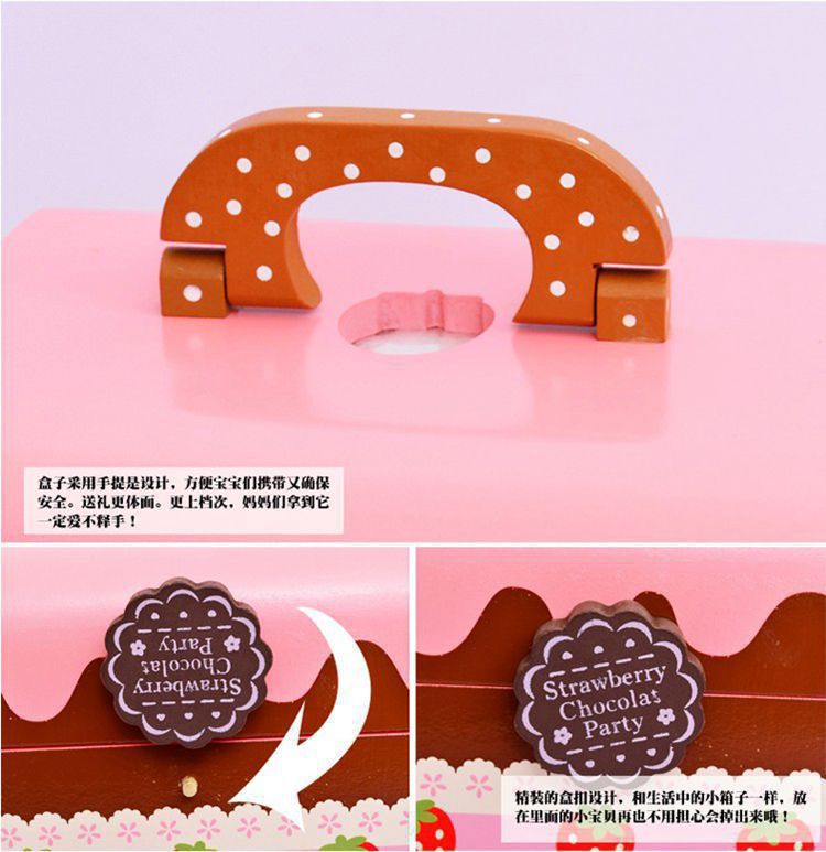 Wooden cut-and-cut fun House kitchen Little princess toy girl New Year Birthday gift simulation cake for children pic 16