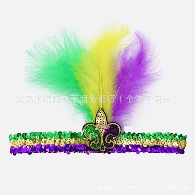 亚马逊狂欢节羽毛发箍派对舞台表演节日装饰发饰头饰饰品头纱时尚发饰详情1