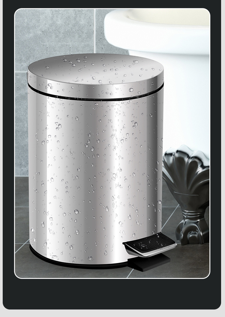 家用不锈钢脚踏式垃圾桶 厨房卫生间客厅适用 带盖设计 脚踩开启方便卫生详情16