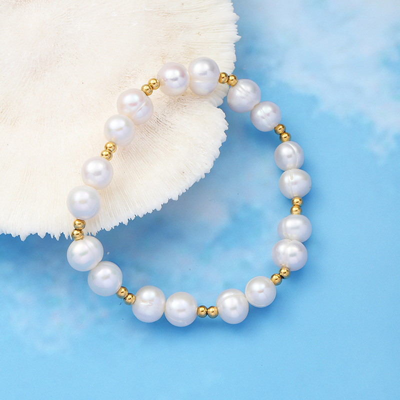 Natural freshwater precious handcrafted bracelets, Baroque pearls, irregular-shaped pearls, versatile light luxury bracelets, pearl wholesale pic 8