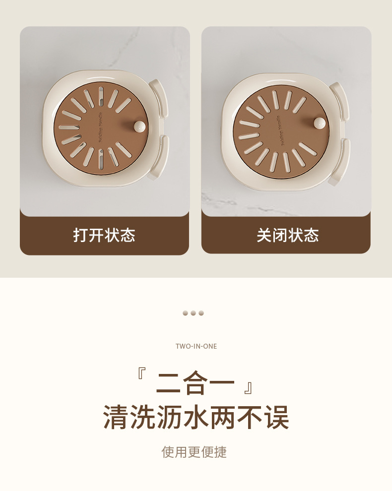专用大沥水篮家用可爱水果篮子伸缩滤水二合一加厚脱水洗菜篮带盖详情6