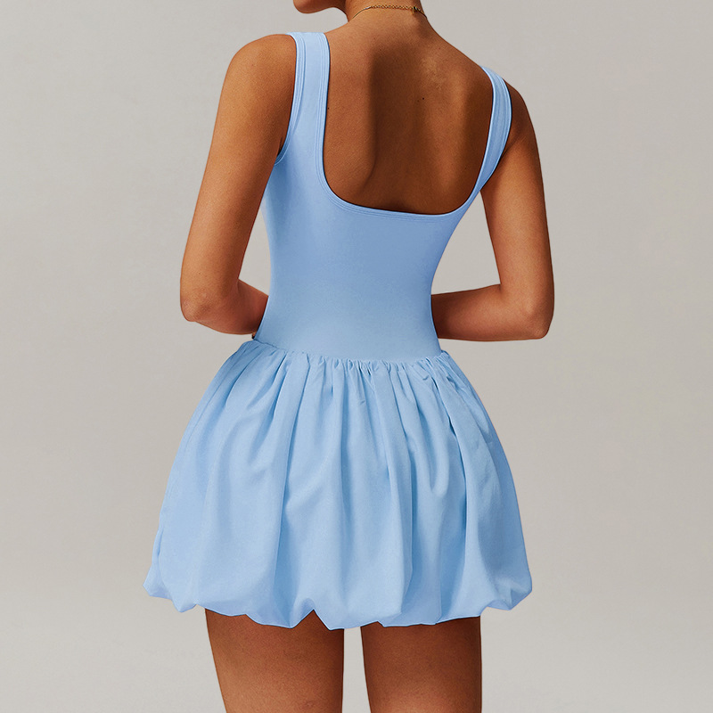 假两件防走光运动户外一体式短裙女带口袋运动短裤花苞速干网球服详情26