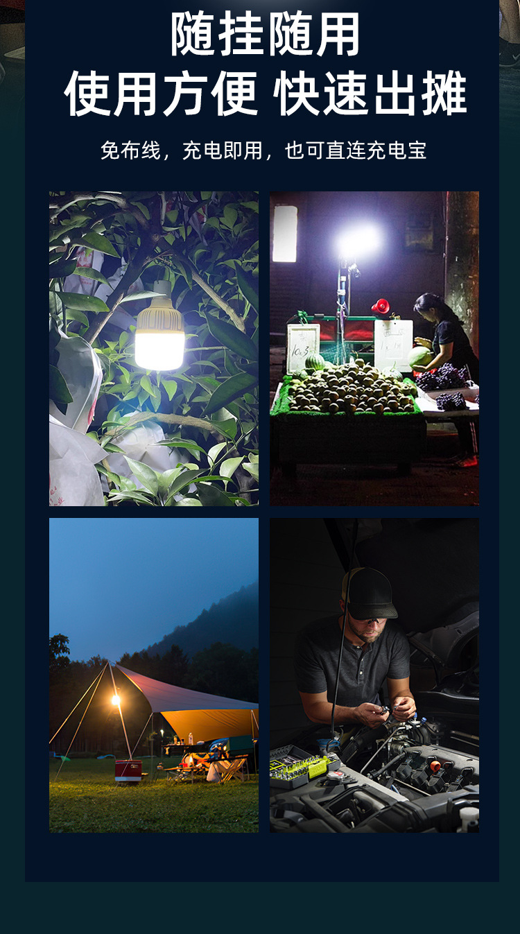 led充电灯泡户外便携露营夜市摆摊灯usb充电应急灯停电照明球泡灯详情5