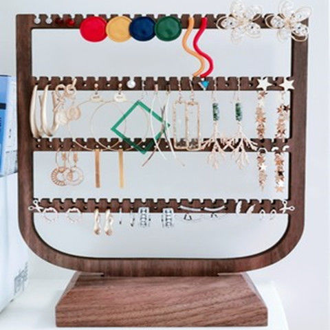 Chinese-style earring stand, ear clips, ear buckles, earring rack, display stand, hanging necklace stand, ear studs, earrings, black walnut, large capacity pic 7