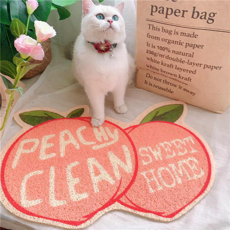 可爱水果猫砂垫草莓柠檬香蕉桃子猫咪垫子猫砂盆猫厕所防外溅地垫跨境出口家用地垫立体硅藻泥脚垫卫生间防滑门口浴室吸水地垫膨胀详情13