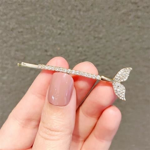 人鱼姬海豚发夹鱼尾边夹少女韩国刘海夹顶夹水钻发卡头饰一字夹子详情7