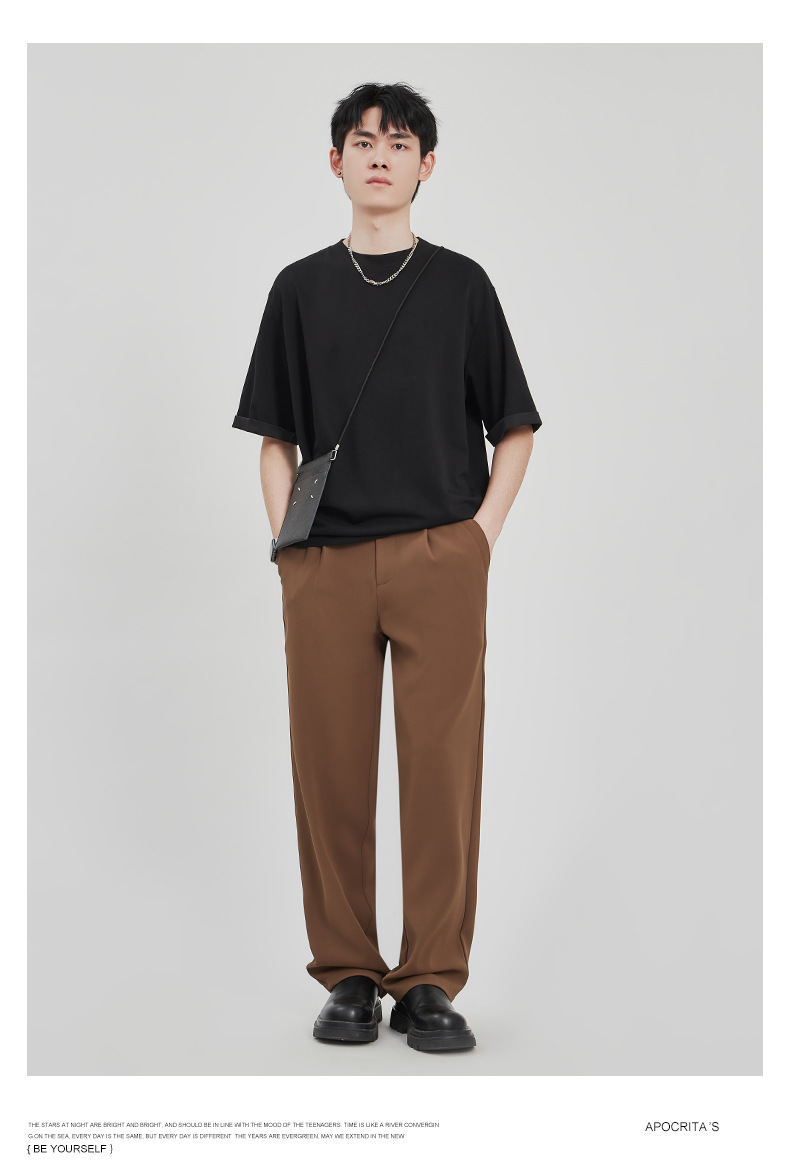 APO男装|潮流垂感针织T恤男士2025春夏新款纯色宽松休闲短袖上衣详情20