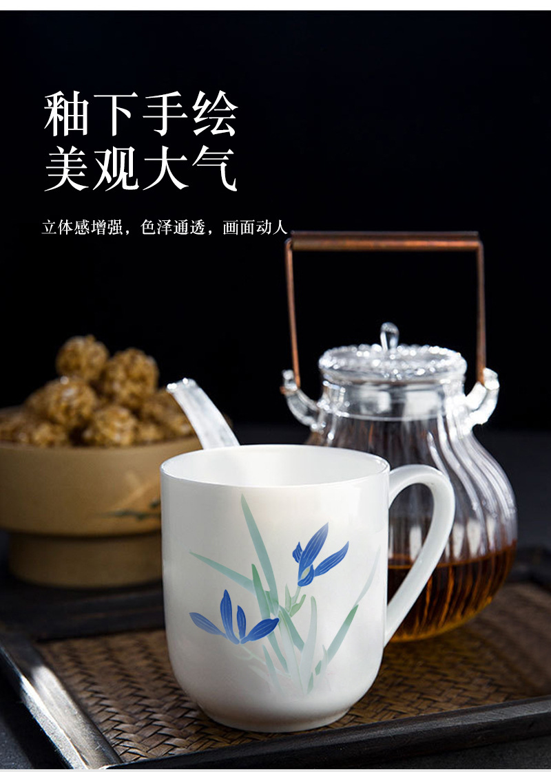 釉下彩礼品杯常委杯会议杯花朵陶瓷杯母亲父亲节教师女士通用批发详情5