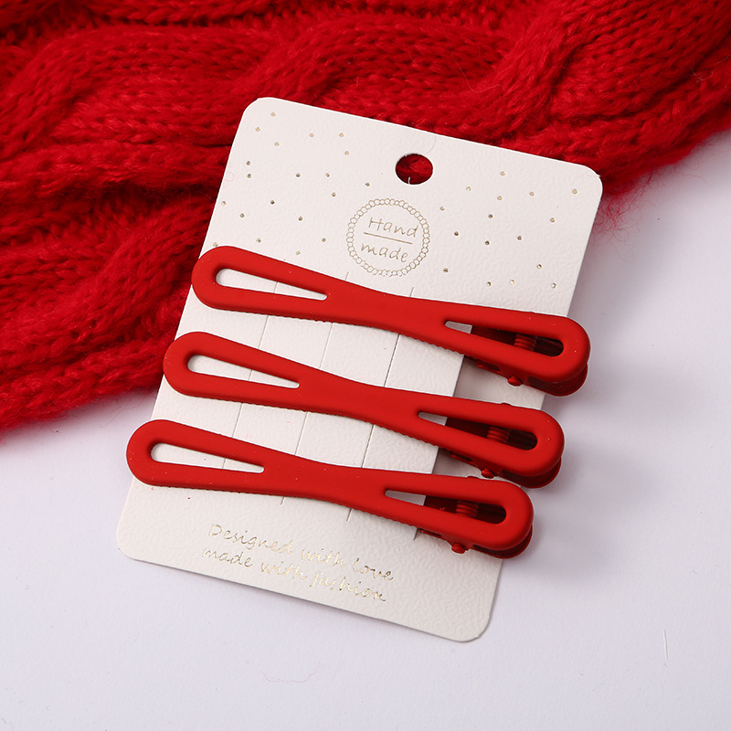 韩国网红发饰 经典红色鸭嘴夹 时尚百搭刘海碎发边夹 发卡可批发 发夹潮流款详情18