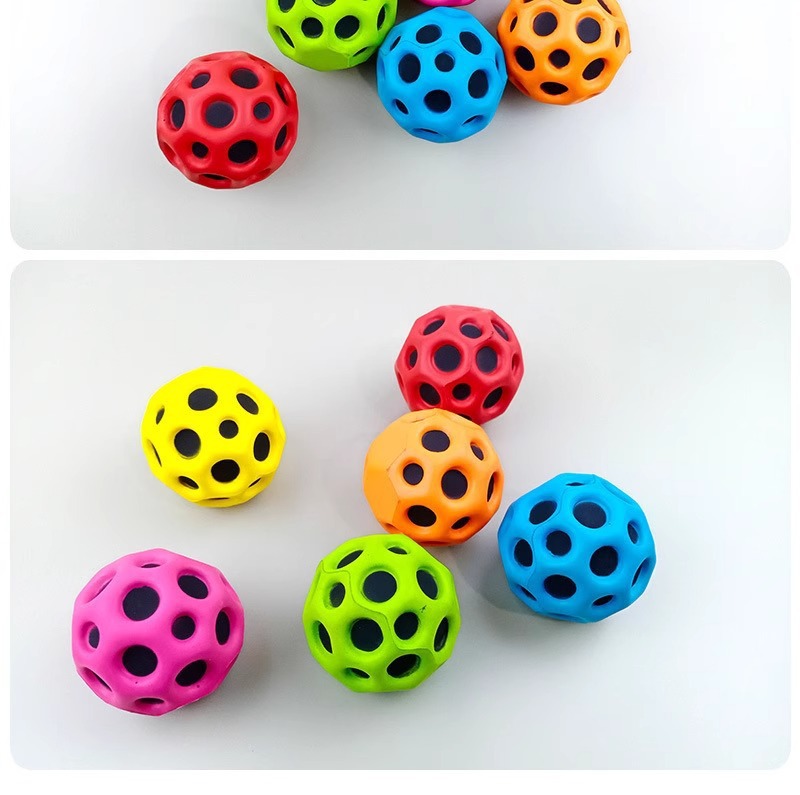 Luminous flashing light elastic ball, high-elasticity PU ball, student stress relief and release, moon hole ball, cross-border best-selling toys wholesale pic 11