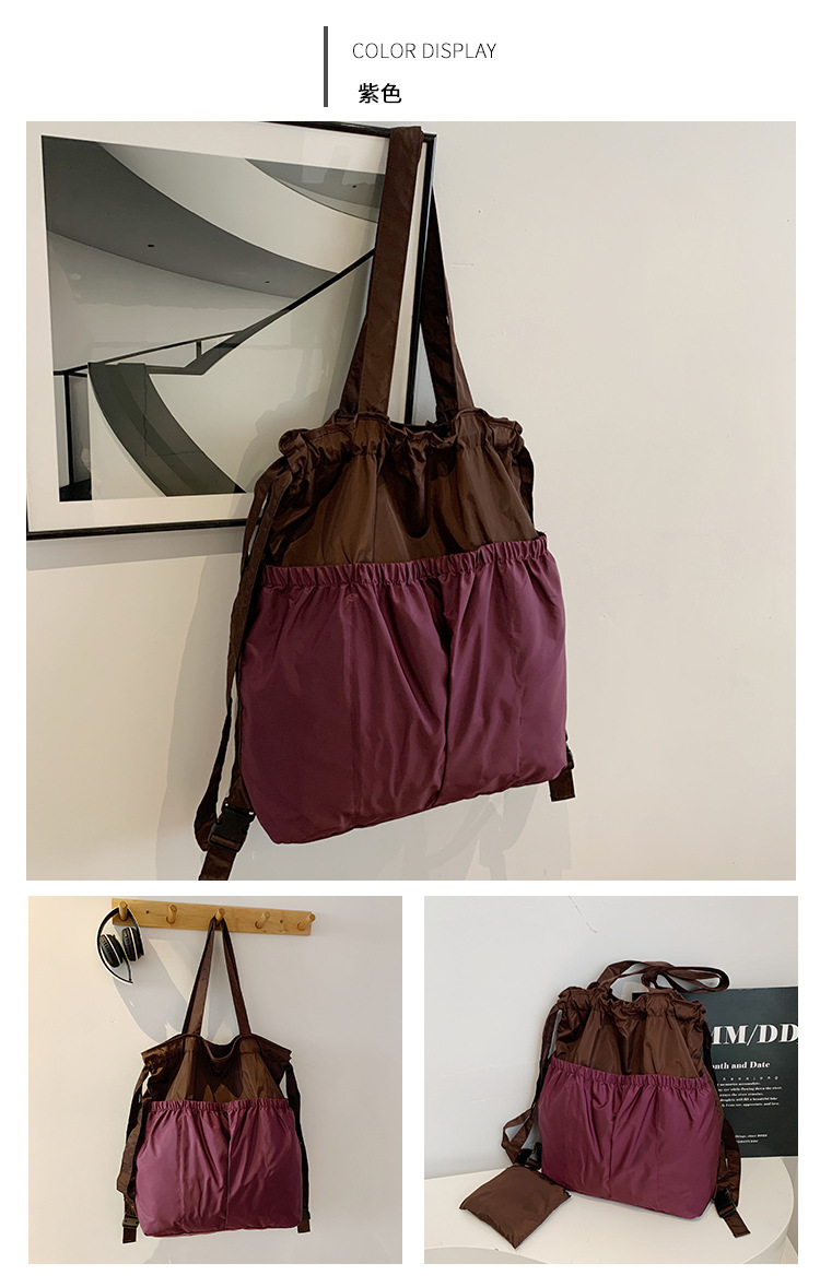 新款单肩包托特双肩折叠包手提简约通勤大容量时尚便携详情16