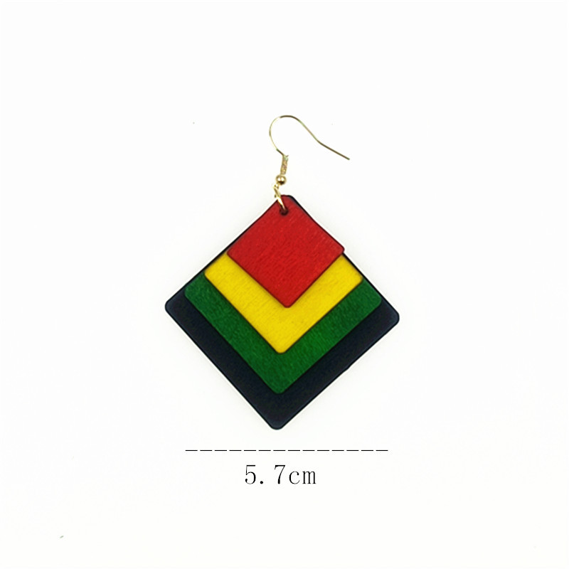 非洲亚马逊跨境多色耳环木片切割多层个性耳饰黑人历史月耳勾详情15