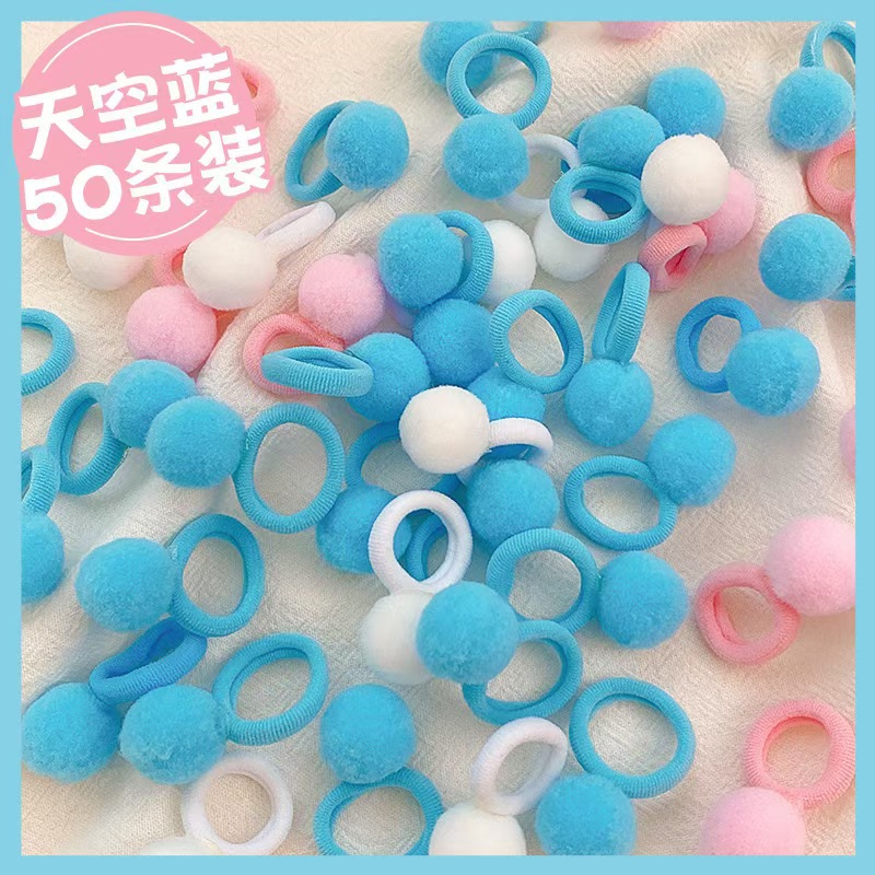 20-piece set ~ Pom-pom towel ring, candy-colored, cute, non-damaging to hair, hair tie, elastic band, versatile, sweet headwear wholesale pic 7