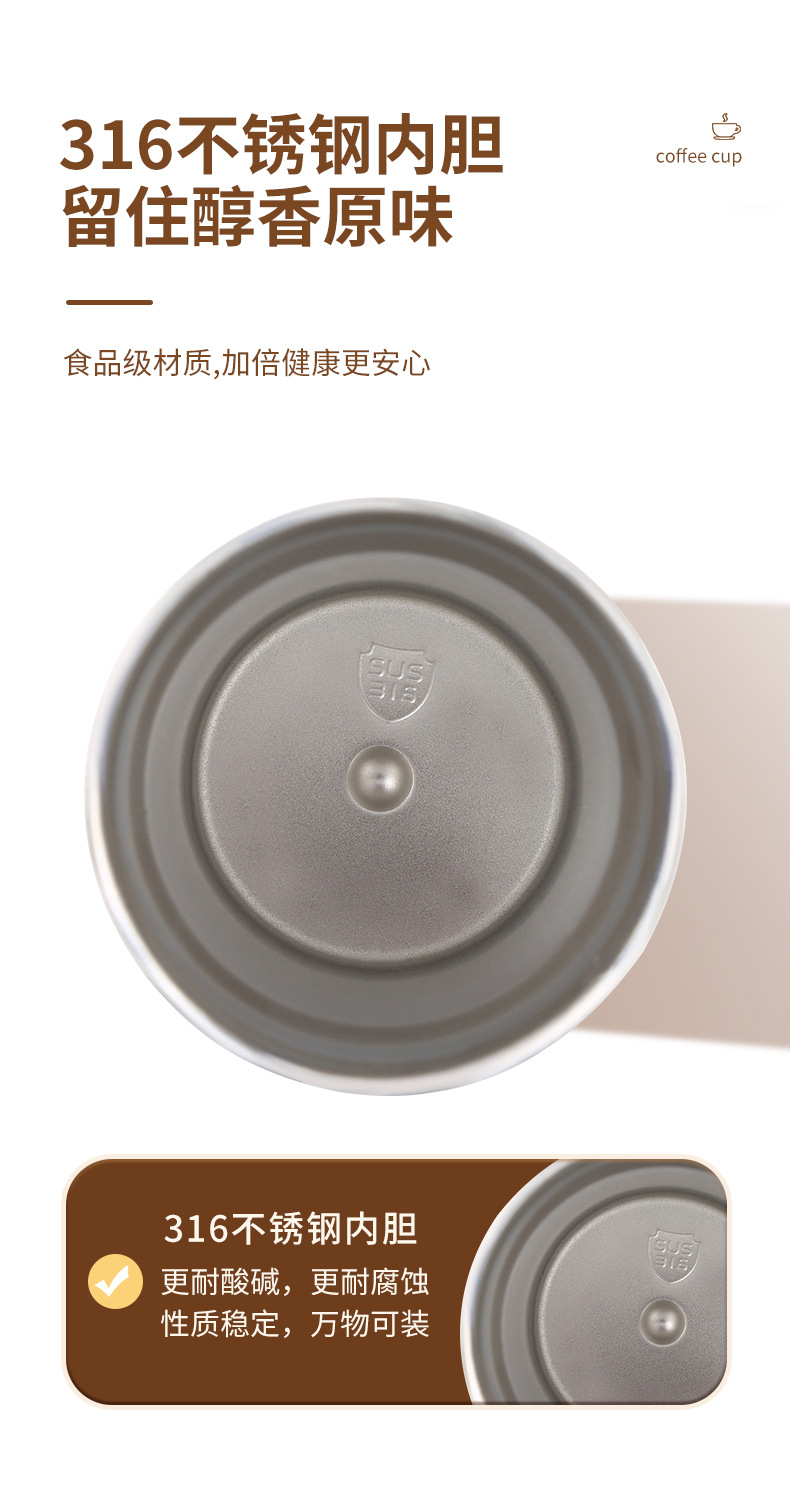 Customized cross-border smart 316 stainless steel coffee cups, insulated cups with handles, water cups for men and women traveling together, and cold preservation cups pic 4
