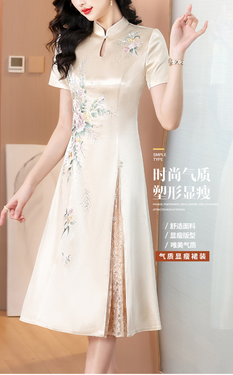 New Chinese-style elegant wedding dress for Grandma Xi, cheongsam dress, 2025 new style elegant mom dress pic 3