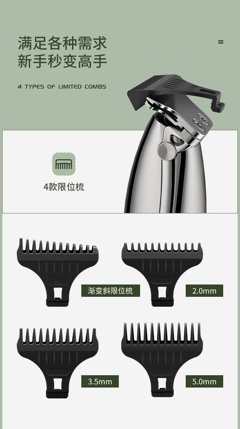 跨境新款电动理发器专业雕刻油头快充TYPE-C发廊家用电推剪厂家电推剪个护电器详情8
