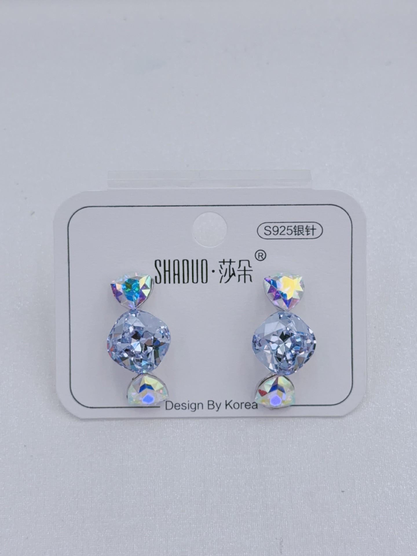 复古港风肥三角水晶耳环女高级感糖果形轻奢银针耳钉网红百搭耳饰详情11