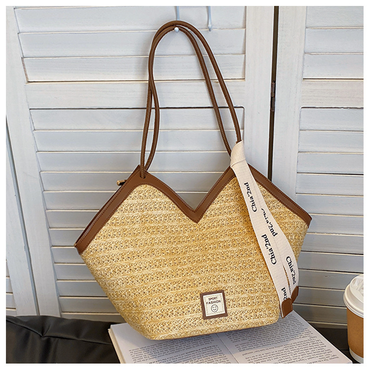 大容量托特包包女2025新款潮复古手提草编包百搭单肩编织包通勤包详情22