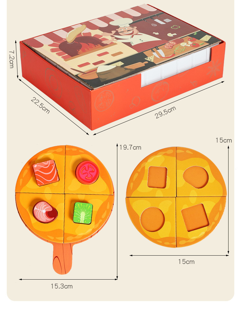 Early childhood education for babies: Wooden toys for playing house, simulated food, vegetables, fruits, pizza matching, and educational wooden toys pic 18