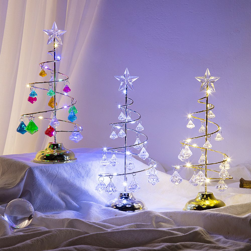 Christmas decorations, gifts, electroplated ironwork trees, LED illuminated crystal Christmas trees, crystal display stands, ornaments, night lights pic 2