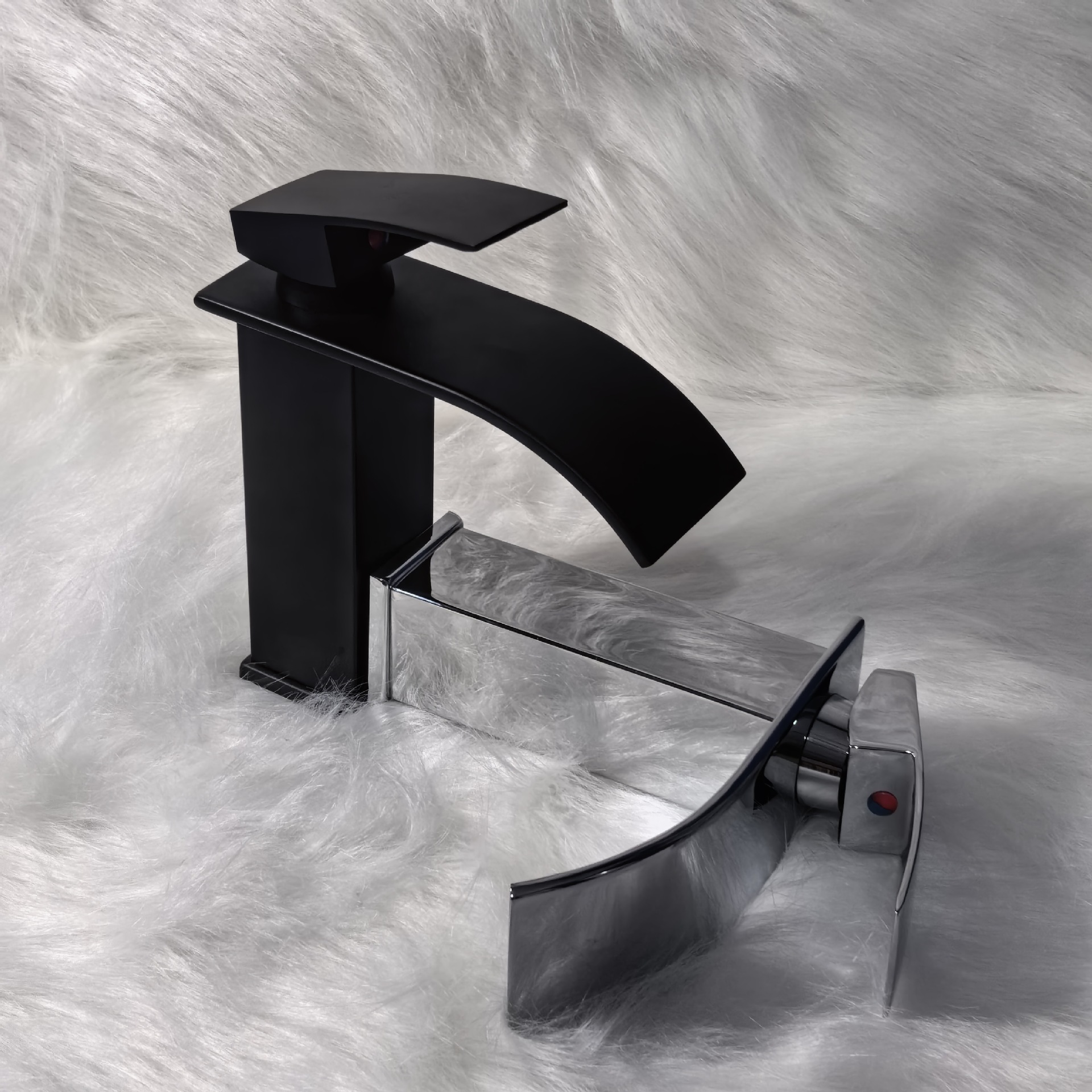 黑色瀑布洗脸盆水龙头洗手盆卫生间厕所台上面盆台盆龙头一件起批详情6