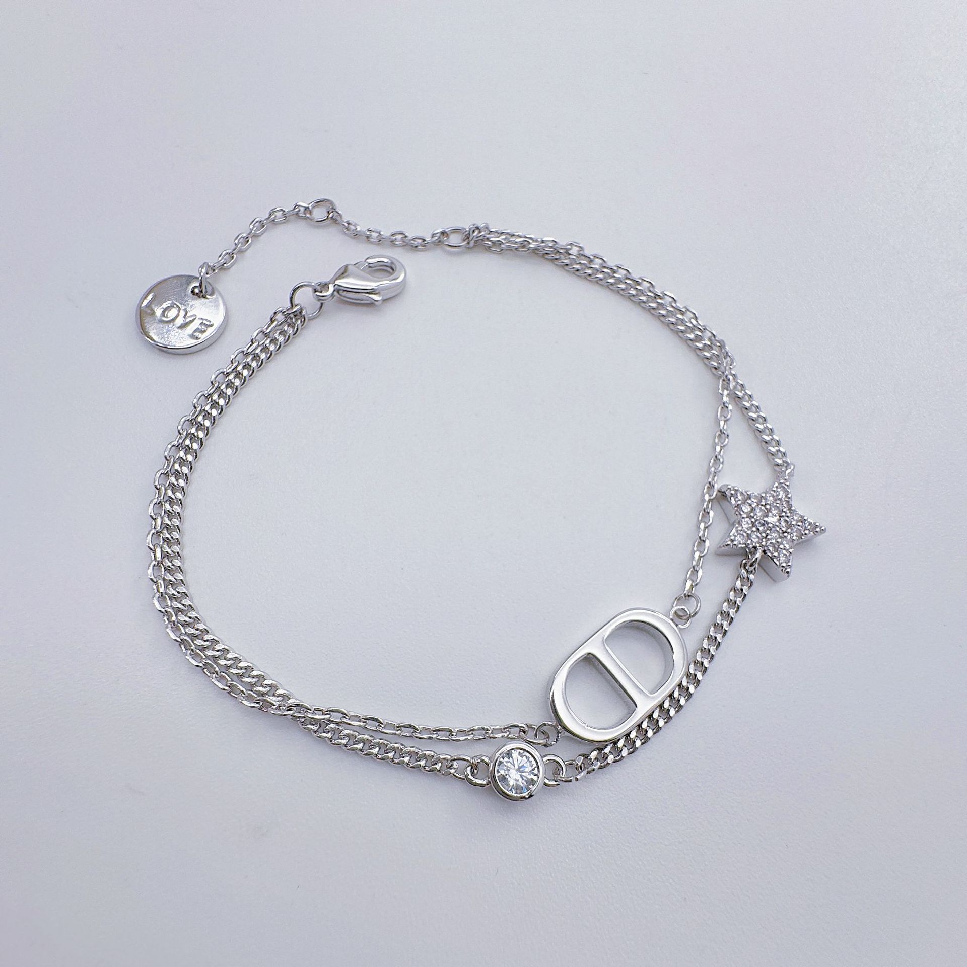 Celeste celeste niche nuevo premium sense pulsera ligera palabra de lujo nose de cerda estrella con diamantes doble estilo europeo y americano pic 5
